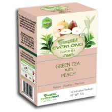 Melocotón aromatizado té verde pirámide bolsa de té superior mezcla orgánica y de la UE compatible (ftb1507)